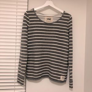 Obey Propaganda Dark Grey/White Striped Top